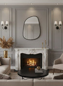 Black Framed Mirror, Asymmetrical Mirror, Irregular Brass Wall Mirror