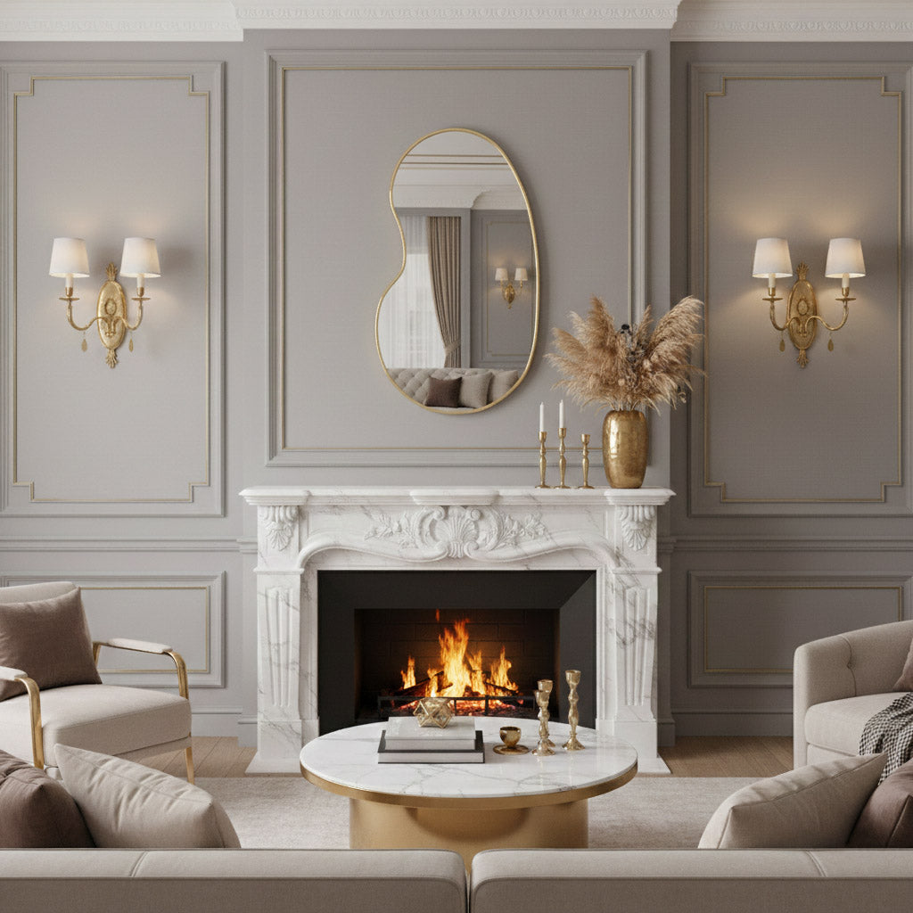 Kidney Shape Wall Mirror - Unlacquered Brass Mirror, photo 2 of 10