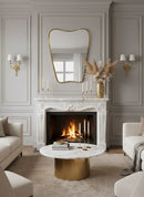 Italian Curved Antique Brass Mirror - Butterfly Irregular Aged Brass Mirror