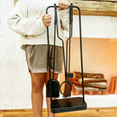 Black Iron Fireplace Tool Set with Shovel Brush Tongs by Decor Steals