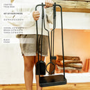 Black Iron Fireplace Tool Set with Shovel Brush Tongs by Decor Steals