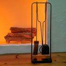 Black Iron Fireplace Tool Set with Shovel Brush Tongs by Decor Steals