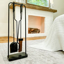 Black Iron Fireplace Tool Set with Shovel Brush Tongs by Decor Steals