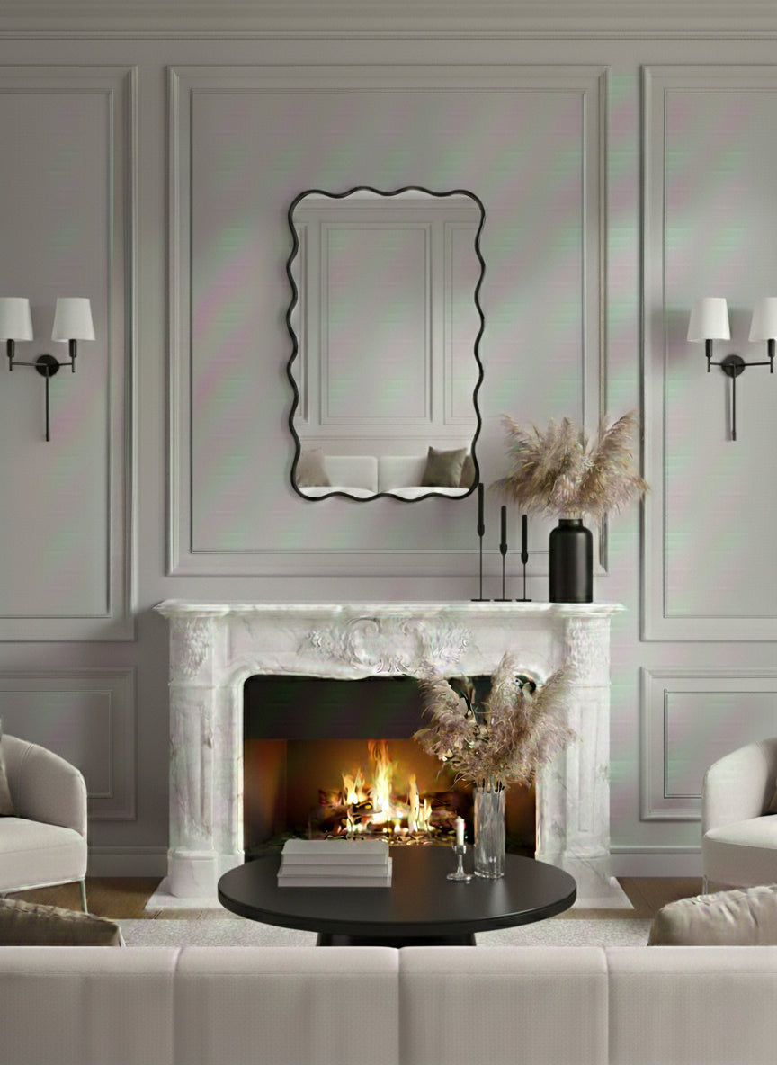 Black Squiggly Mirror - Rectangular Wavy Mirror, photo 4 of 11