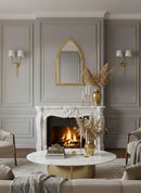 Golden Handmade Wall Mirror - Arch Brass Engraved Mirror