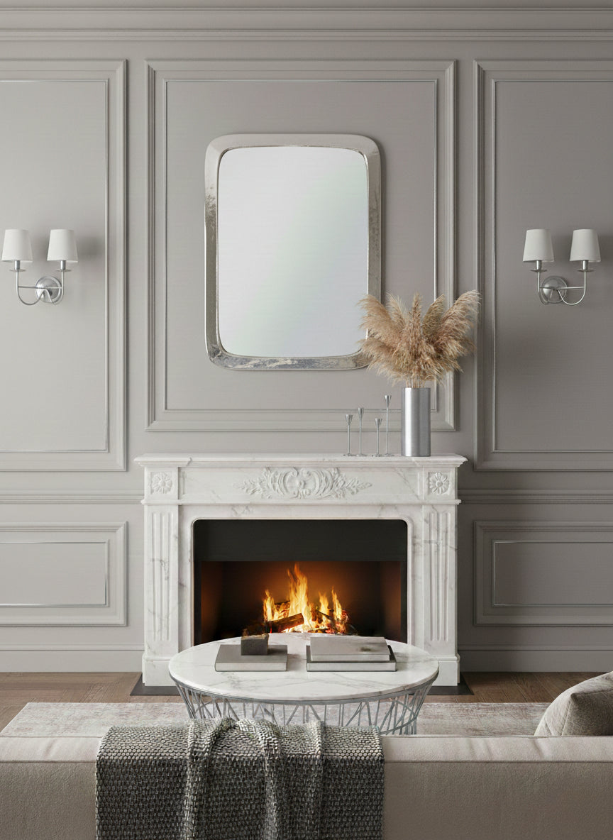 Handmade Silver Metal Rectangle Wall Mirror, photo 4 of 13