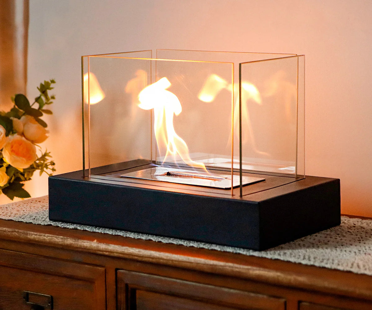 360° View Rectangular Tabletop Fireplace Fire Bowl With Four-Sided Glass, photo 6 of 7