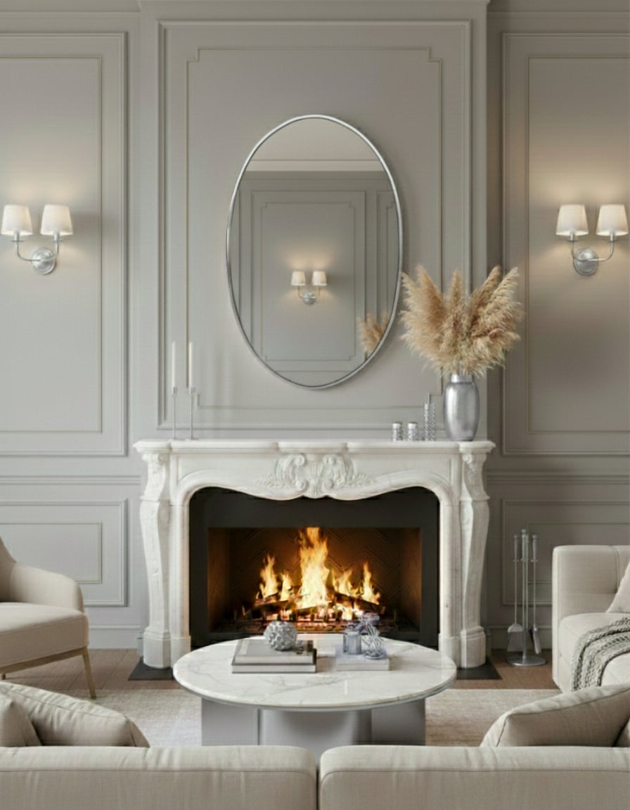 Silver Brass Oval Wall Mirror, photo 5 of 14