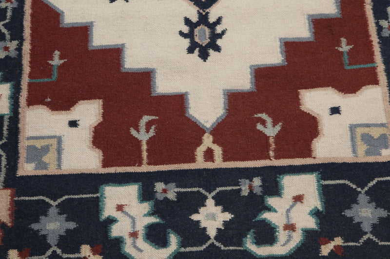 4' x 6' Hand knotted Traditional Dhurry Flatweave 100% wool area rug Ivory