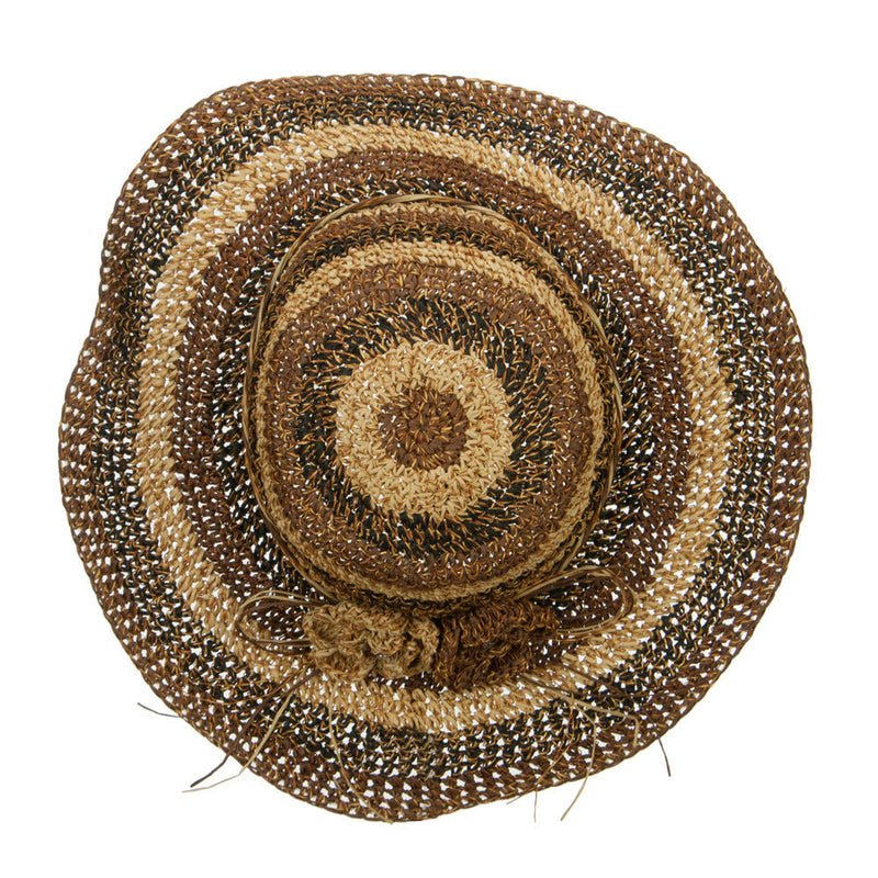 Multi Striped Flat Brim Sun Hat