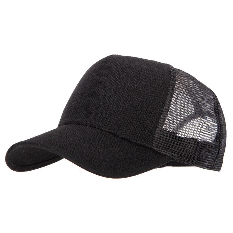 5 Panel Faux Jute High Profile Straw Trucker Cap