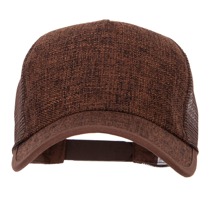 5 Panel Faux Jute High Profile Straw Trucker Cap
