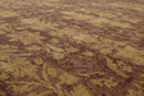 9' x 12' Hand Knotted Erased Pattern Botanical Wool Pile Area Rug Brown