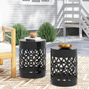Outdoor Delight Powder-Coated Iron End Table, Set of 2