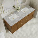 James Martin Laurent 60" Dual Mount Double Bathroom Vanity, Honey Oak