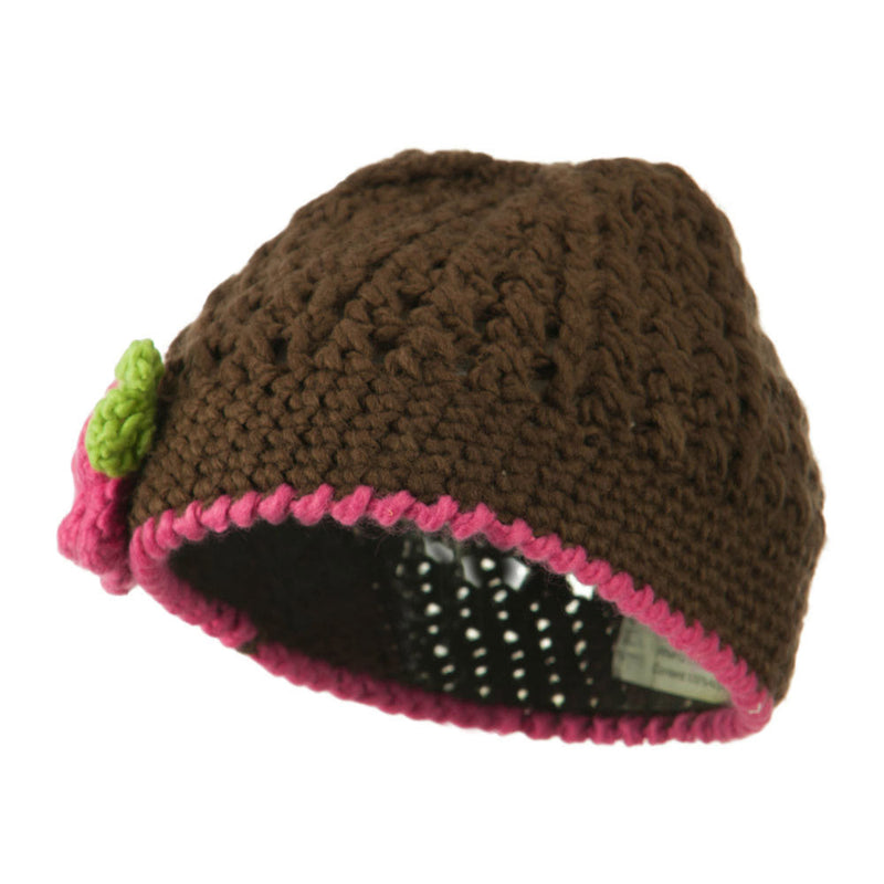 Girl's Flower and Leaf Knit Cap