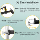 Flag Pole Light Outdoor Solar Flagpole Light House Mount with Adjustable 180° Direction, 360lm Brightness, IP65 Waterproof for 1''-1.5" Poles