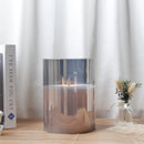 8"High 3-Wick Glass Flameless Candles( Large Gray) by JHY DESIGN
