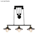 GobekUsa Flared Black Farmhouse Pendant Light with Pulley Design and 3 Bulbs - Perfect for Restaurants and Kitchens