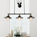 GobekUsa Flared Black Farmhouse Pendant Light with Pulley Design and 3 Bulbs - Perfect for Restaurants and Kitchens