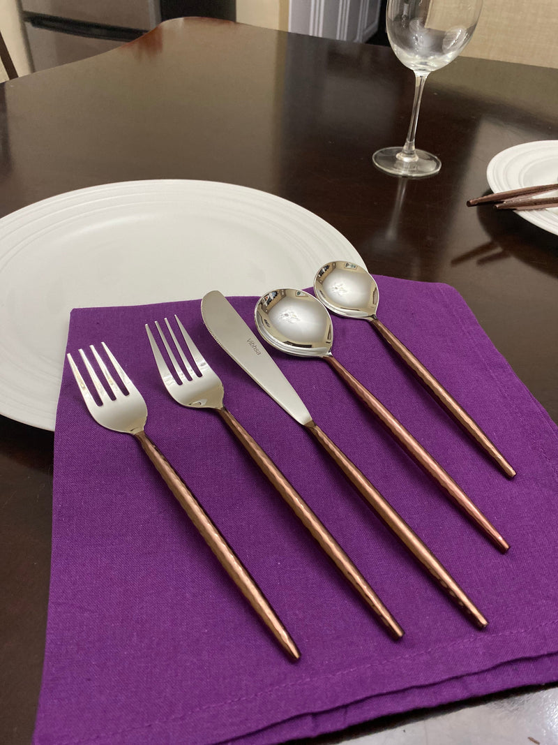 Hammered Stainless Steel Flatware 20-PC Set-Brown, photo 3 of 5