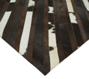 Flatweave Hairon Genuine Leather 5x8, 8x10 and 9x12 Brown Tan and Ivory Area Rug | LR16
