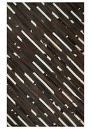 Flatweave Hairon Genuine Leather 5x8, 8x10 and 9x12 Brown Tan and Ivory Area Rug | LR16