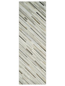 Flatweave Hairon Genuine Leather 5x8, 8x10 and 9x12 Stripe Design Beige and Ivory Area Rug | LR18