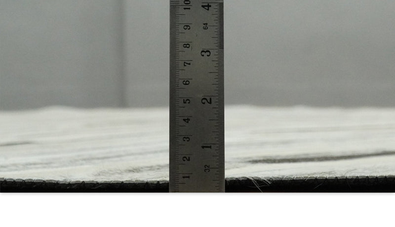 Flatweave Hairon Genuine Leather 5x8, 8x10 and 9x12 Stripe Design Beige and Ivory Area Rug | LR18