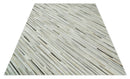 Flatweave Hairon Genuine Leather 5x8, 8x10 and 9x12 Stripe Design Beige and Ivory Area Rug | LR18