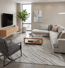 Leather Hairon Beige Ivory Area Rug Stripe Flatweave 5x8 8x10