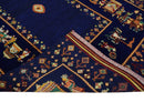 Navy Blue Hand Spun Wool Soumak Indian Flatwoven Rug - 5x7