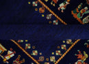 Navy Blue Hand Spun Wool Soumak Indian Flatwoven Rug - 5x7