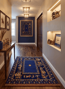 Navy Blue Hand Spun Wool Soumak Indian Flatwoven Rug - 5x7