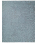 Flatwoven 8x10 Hand Made Silver Modern Minimalist Art Silk and Wool Rug by The Rug Decor
