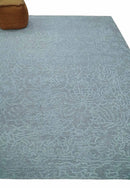 Flatwoven 8x10 Hand Made Silver Modern Minimalist Art Silk and Wool Rug by The Rug Decor