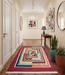 Multicolor Geometric Wool Soumak Area Rug 5x7 - Handmade Modern