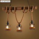 GobekUsa Flaxen Retro Birdcage Island Ceiling Light with Hemp Rope - 3 Bulbs Suspension Lighting