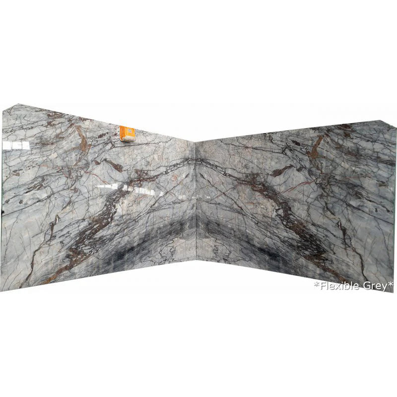 Flexible Gray Exotic Bookmatching Polished Marble Slab