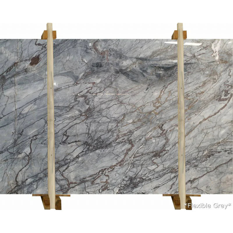 Flexible Gray Exotic Bookmatching Polished Marble Slab