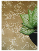 Contemporary Floral 6x8 Brown and Ivory Wool Hand Woven Rug | HL6