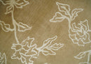 Brown and Ivory Wool Area Rug Hand Woven Contemporary Floral Design 5 Feet 8 Inches