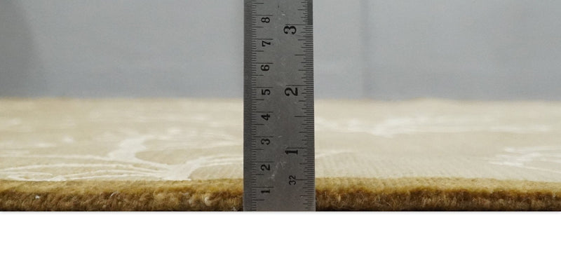 Contemporary Floral 6x8 Brown and Ivory Wool Hand Woven Rug | HL6