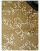 Contemporary Floral 6x8 Brown and Ivory Wool Hand Woven Rug | HL6