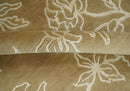 Contemporary Floral 6x8 Brown and Ivory Wool Hand Woven Rug | HL6