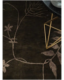 Floral 6x8 Dark Brown and Copper Wool and Silk Hand Woven Rug | HL7
