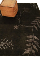 Wool and Silk Hand Woven Lori Area Rug 6x8 Dark Brown and Copper