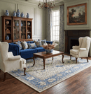 Hand Tufted Premium Wool Area Rug Modern Oushak Antique Floral Beige and Blue 8x10
