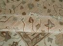 Floral 8x10 Hand Tufted Peach, Ivory and Olive Modern Oushak Rug