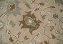 Floral 8x10 Hand Tufted Peach, Ivory and Olive Modern Oushak Rug